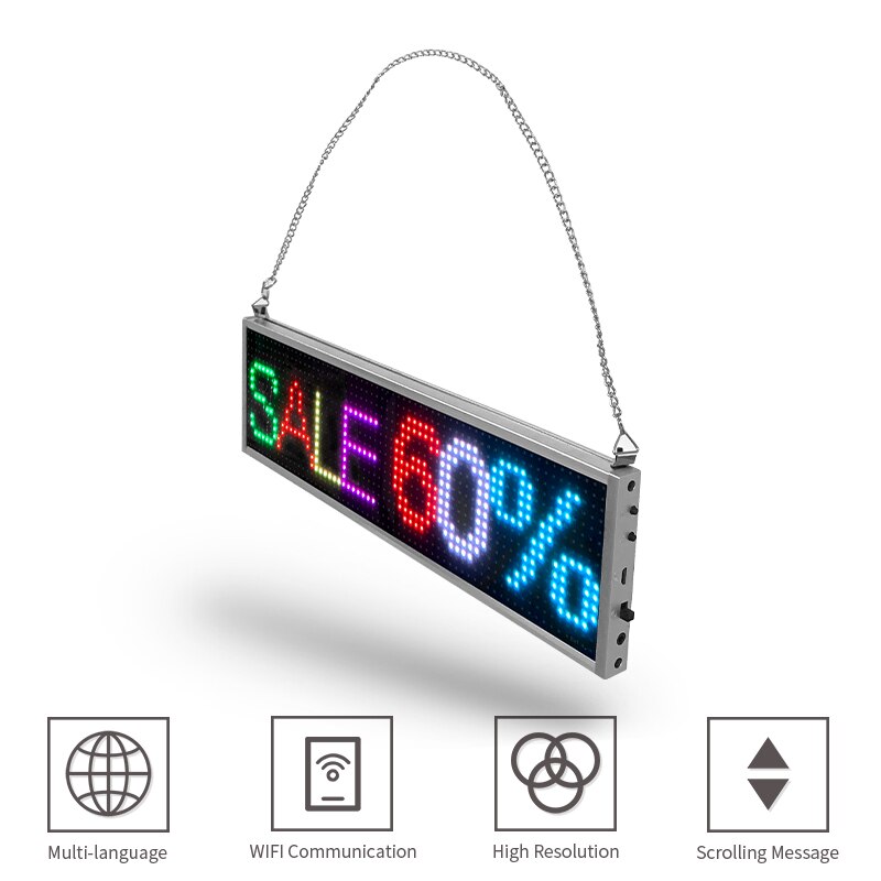 P5 34CM Ultra Thin LED Message Board Business Scrolling Display Screen Working with Smartphone and Tablet Programmable LED Sign