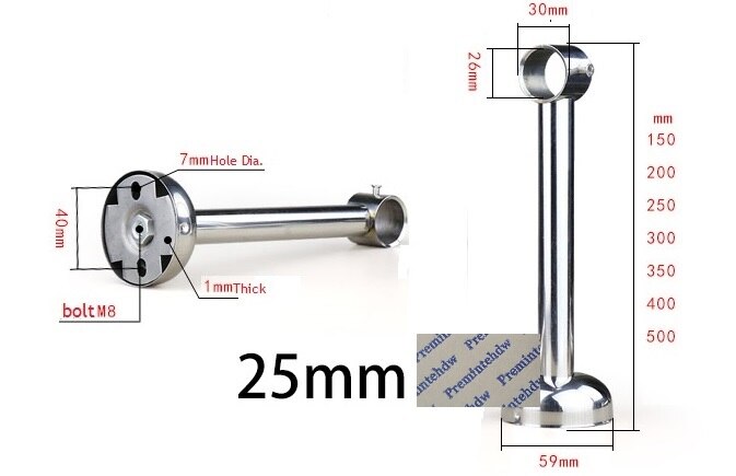 2Stck Edelstahl Decke Montieren Hängen Rohr Halterung Flansch Halfter Aufhänger Vorhang Schrank 25mm 32mm Stange Decoractive abdeckung: H250mm / 25mm