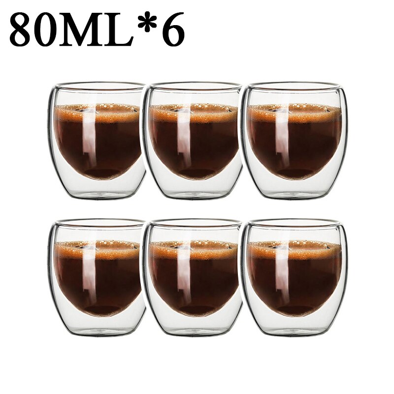 80-650ml podwójna ściana szklany kubek odporny na herbatę kufel do piwa kawa mleko sok z cytryny kubek Drinkware Lover filiżanki do kawy prezent kreatywność: B 80ML X6