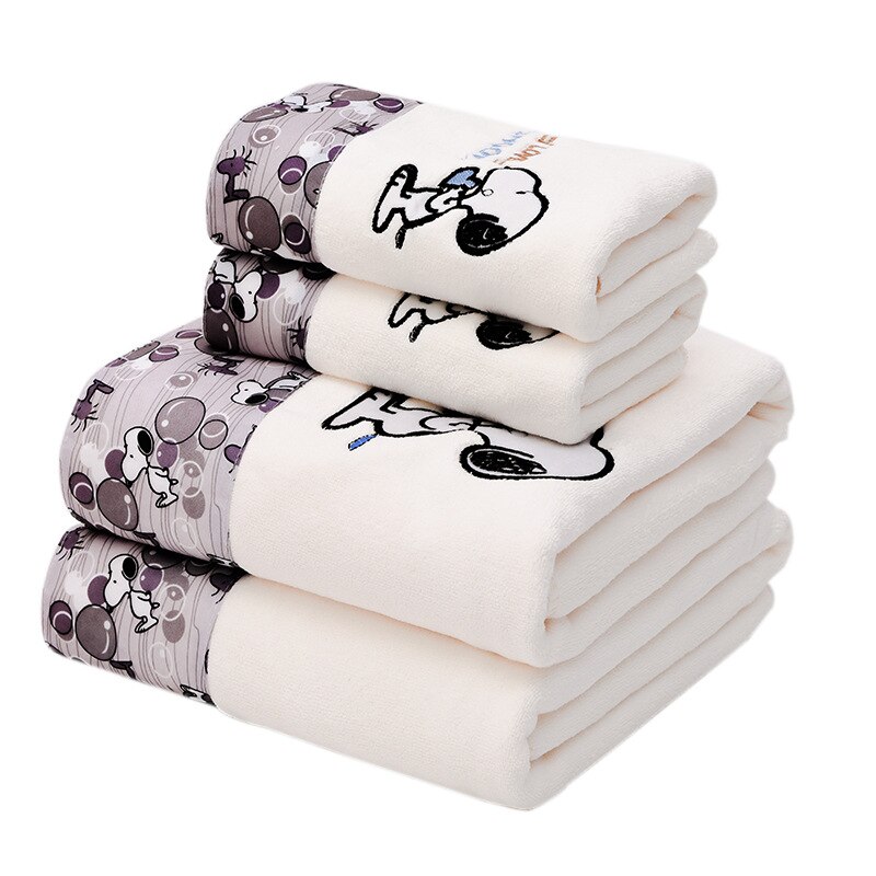 Ręczniki kąpielowe ręczniki dla dorosłych zestaw ręczników kąpielowych z mikrofibry koronki haftowane kreskówki miękkie chłonne dla dorosłych mężczyzn i kobiet ręczniki plażbyć winnym: whitedog