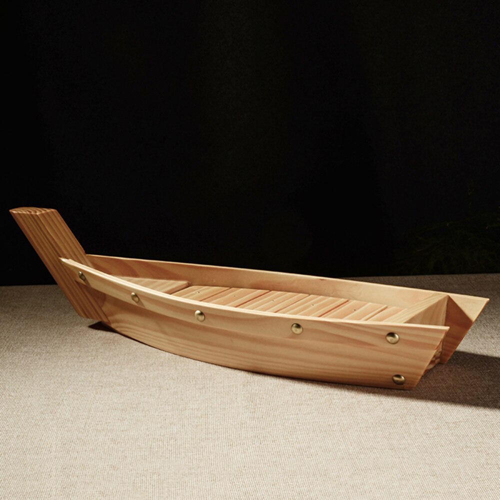 Assiette à Sushi en bois, plat en forme de bateau, plateau de collation de Style japonais, plat de service pour Restaurant à domicile (taille S): 33X15X6cm