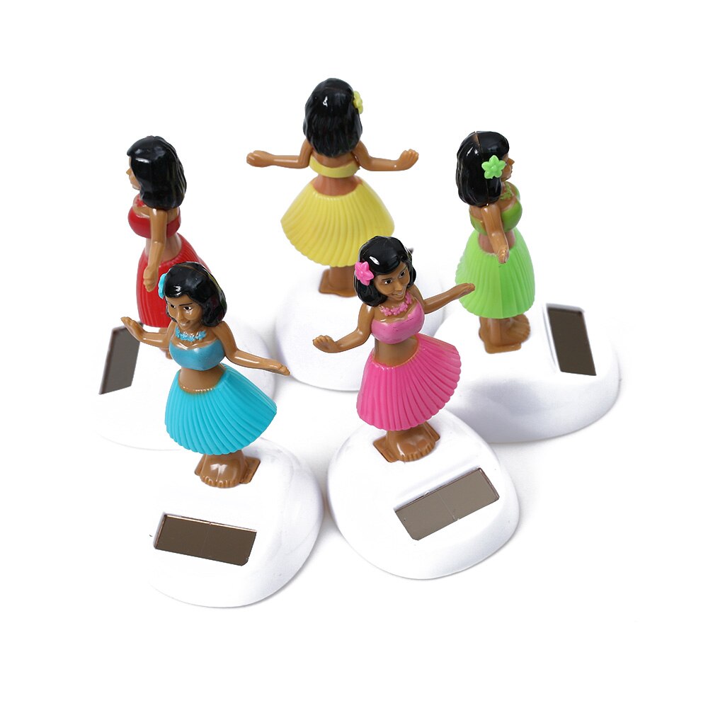 Random Color Solar Powered Automatic Swing Toys Hawaiian Luau Dancing Girl Bobble Doll Toy Novelty Decoration