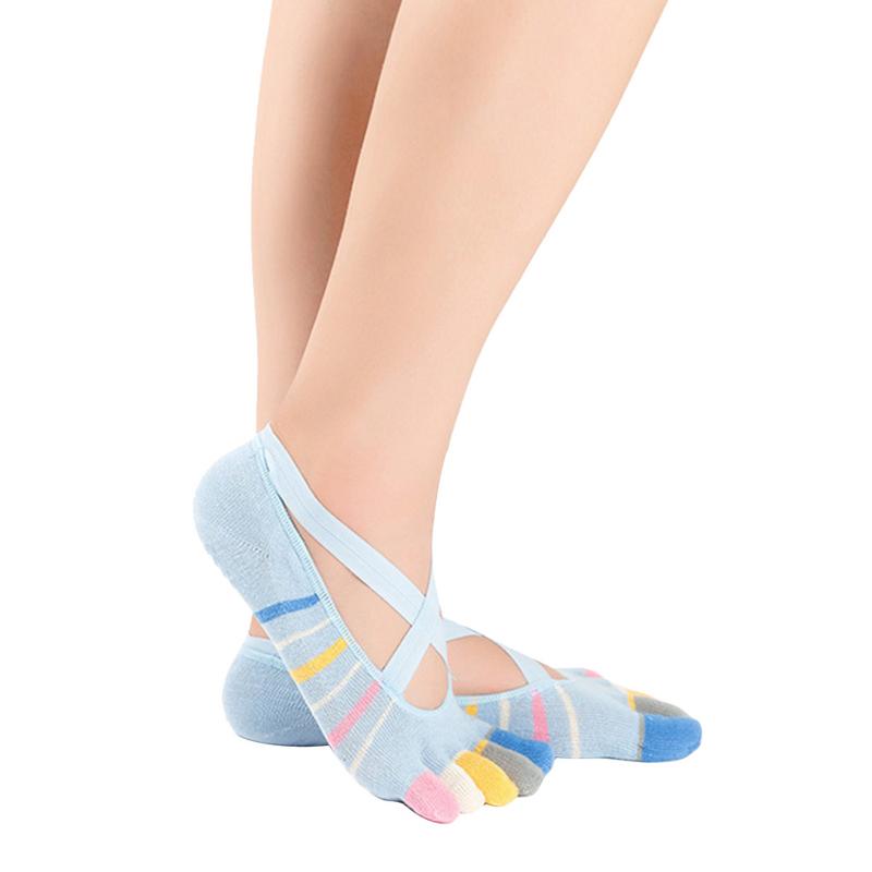Women's Cotton Toe Socks - Breathable, Deodorant, Striped Pattern - Yoga & Casual Wear