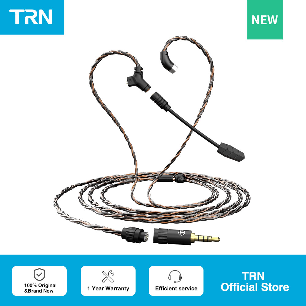TRN RedChain Plus Gramr Gaming Earphone Upgrade Cable z odłączanym mikrofonem 3.5mm 1.2M/2M Headphone TRN Official Store