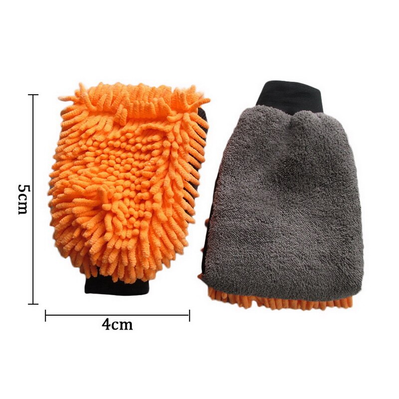 Guantes de lavado de coches Universal guantes de peluche coral de un solo lado herramienta para lavado de coche guante de limpieza: Naranja