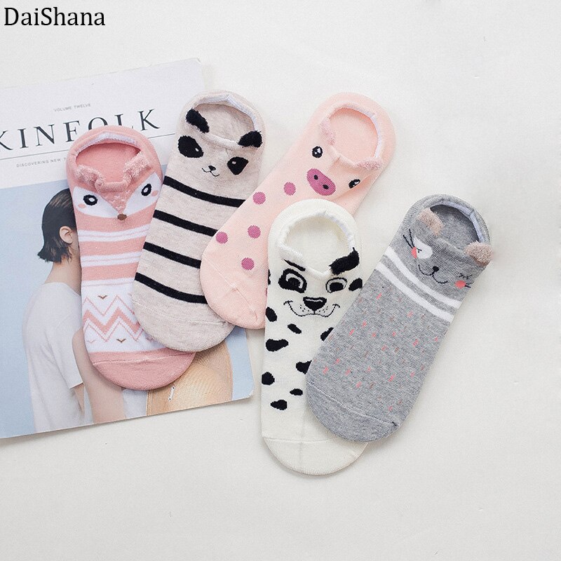 5 Paires Chaussettes Femme Mignonnes Animaux Hiver - Chat & Chien Kawaii En Coton Doux
