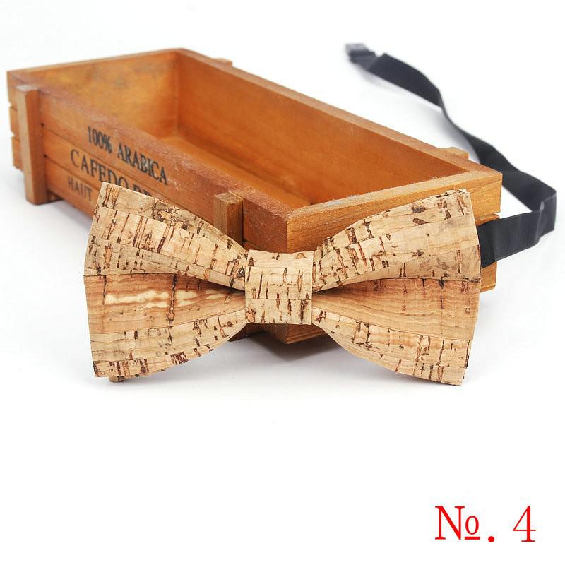 Fancy Cork Wood Men's Bow Ties Novelty Handmade Solid Bowtie Butterfly Wedding Party Man Accessories Neckwear: 4
