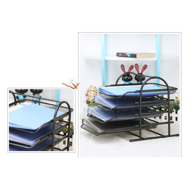 Desktop Bookshelf Office File Shelves Simple Desk Storage Shelf Folder Organizing Folders for Doents azines -Black