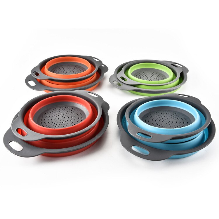 Factory direct pp water filter basket two-piece retractable folding washing basket two-piece filter blue suit