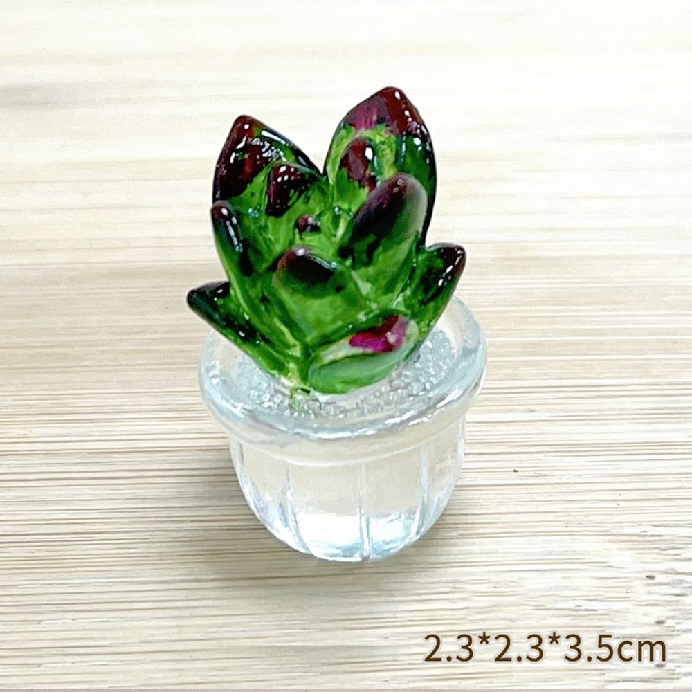 Cartoon Cactus Bonsai Decor Resin Crafts Transparent Fleshy Mini Cactus Figurines Realistic Simulated Cactus Home Accessories: Deep Sapphire