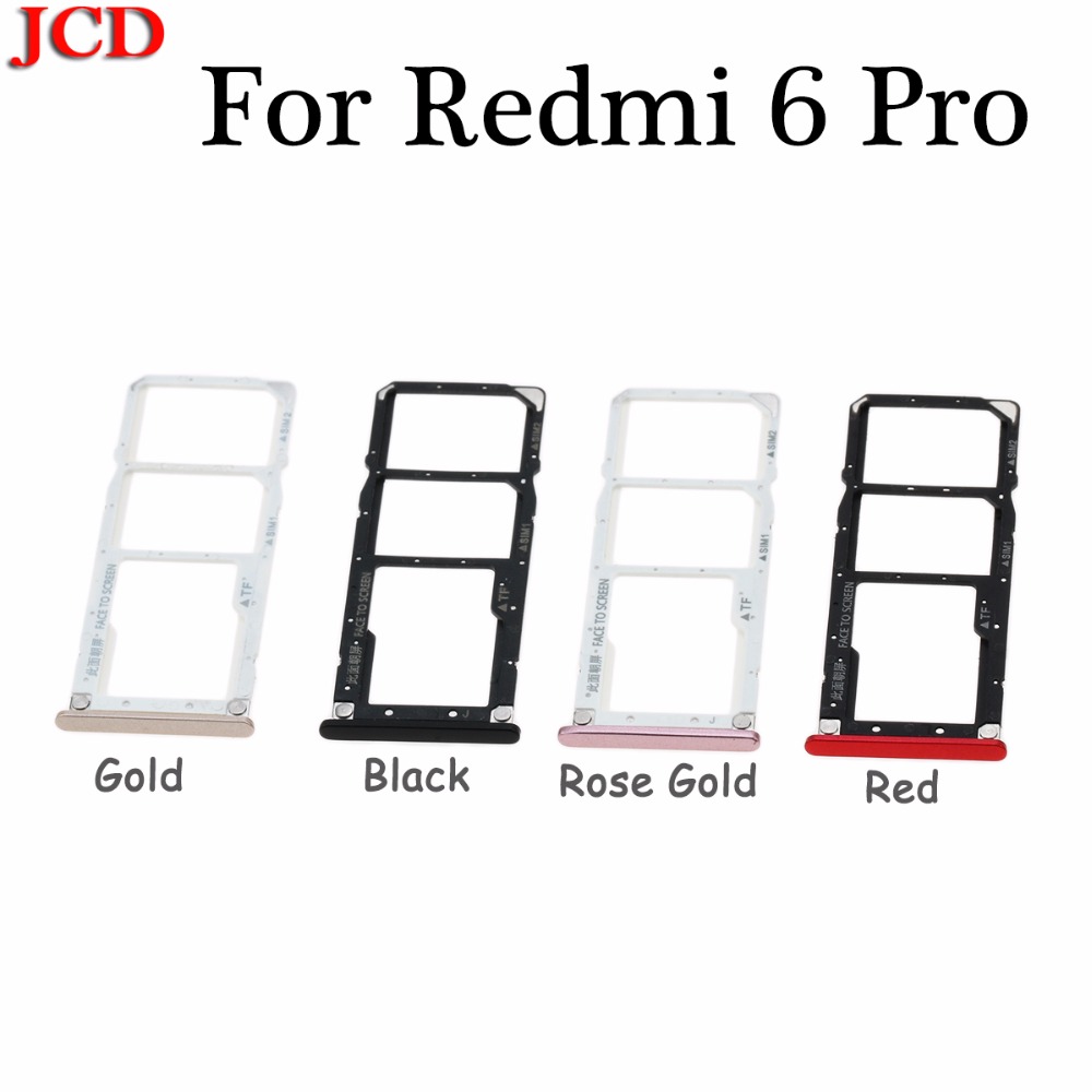 JCD SIM 1 & SIM 2 / TF Card Tray Adapters SIM Card Tray Holder Micro SD Card Slot Holder Adapter for Xiaomi for Redmi 6 pro