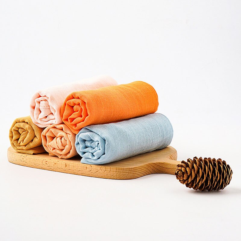Xcqgh Mousseline Katoenen Baby Inbakeren Deken Bamboe Katoen Inbakeren Wrap Voeden Burp Doek Handdoek Sjaal Baby Spullen 60*60cm