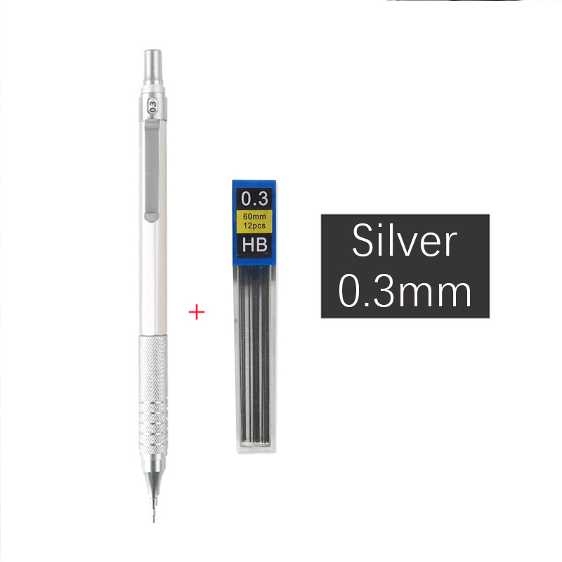 Hochwertiges Druckbleistift-einstellen aus Metall mit Minenminen, Zeichnung, automatischer Bleistift, 0,3, 0,5, 0,7, 2,0 mm, Bleistift für Kunstbedarf: Gelb