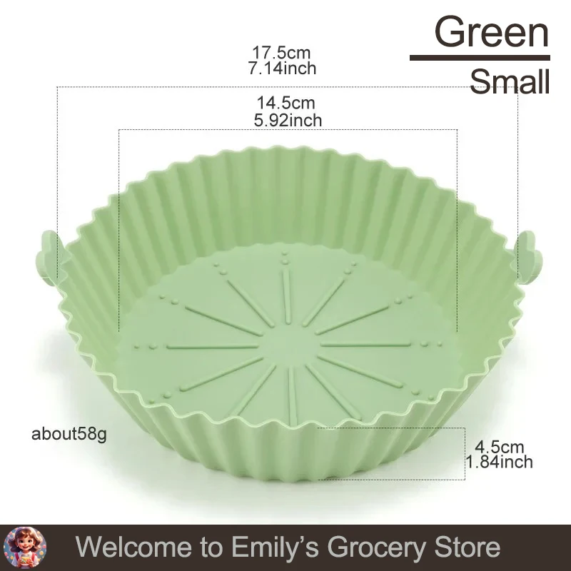 1 Stuks Lucht Friteuse Bakplaat Siliconen Herbruikbare Bakmand Grill Pan Food-grade Non-stick Cakevorm keuken Oven Pot Accessoires: Licht Groen