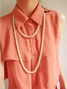 Women Jewelry, Pearl Bead Necklace,Long Sweater Chain Necklace For Women Dress Accessories JJ139