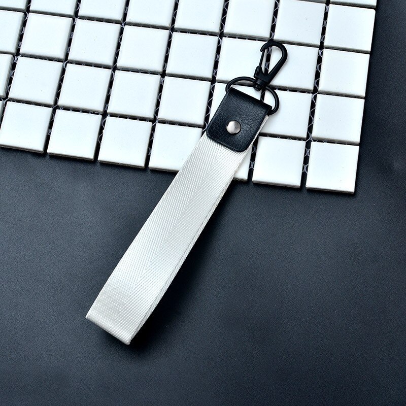Lanière de courroie de téléphone portable pour clés USB bâton carte d'identité téléphone portable Polyester lanières courtes classique plaine 8 couleur corde universelle: White