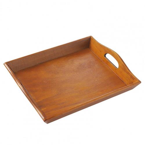 Retro Wooden Rectangular Serving Tray Fruit Food Snack Plate Kitchen Supplies: Deep Color
