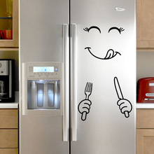 Leuke Sticker Koelkast Gelukkig Heerlijke Gezicht Keuken Koelkast Muur Vinyl Stickers Art Decal Home Decor Accessoires
