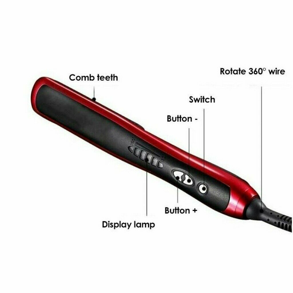Ceramic Hair Straightener Brush Hair Electric Beard Comb Flat Iron Digital Heating Anti-Static Hair Brush Styling Tool