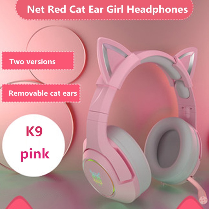 Neue K9 Rosa Verdrahtete Spiel Katze Ohr Headset mit Mikrofon HiFi 7,1 Kanal Spielen Musik Headset für Computer Notizbuch