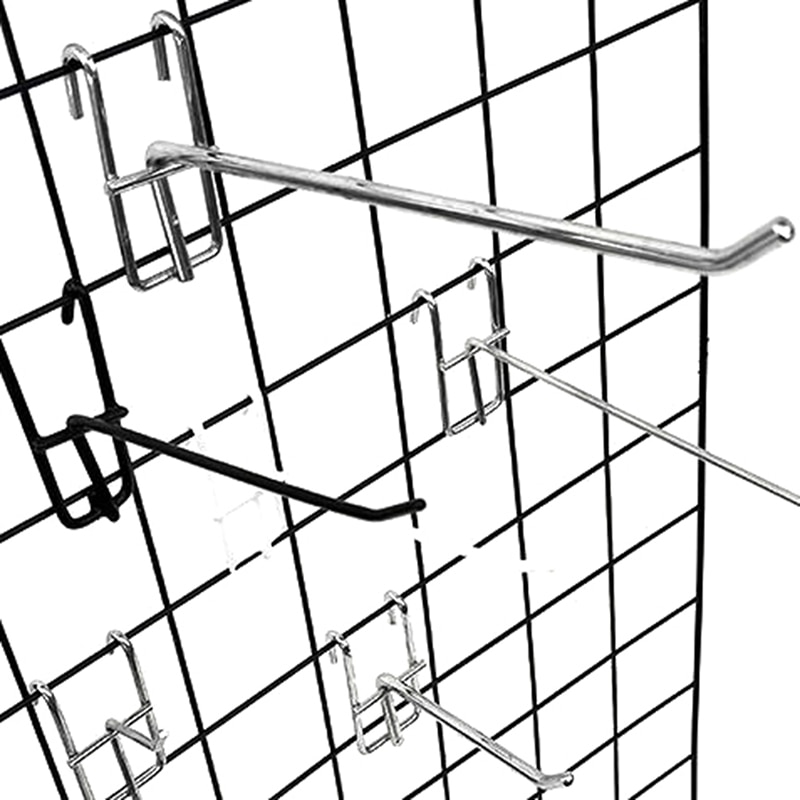 5pcs Wall Mesh Display Hooks Storage Racks Retail Shop Peg Goods Shelf Metal Panel Hang Fits Perforated Workshop Hook Arm