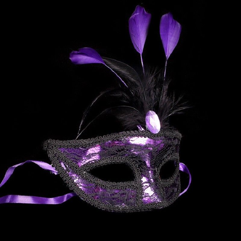 Feather Lace Partij Masker Vrouwen Venetiaanse Fiber Masker Maskerade Fancy Dress Party Prinses Veer Masker