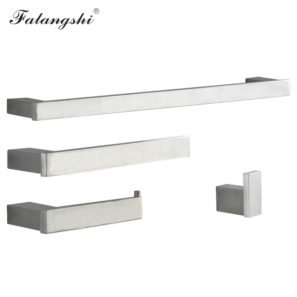 Brushed Bathroom Hardware Set 304 Stainless Steel Robe Hook Paper Holder Towel Bar Wall Mounted Bathroom Accessories WB8852