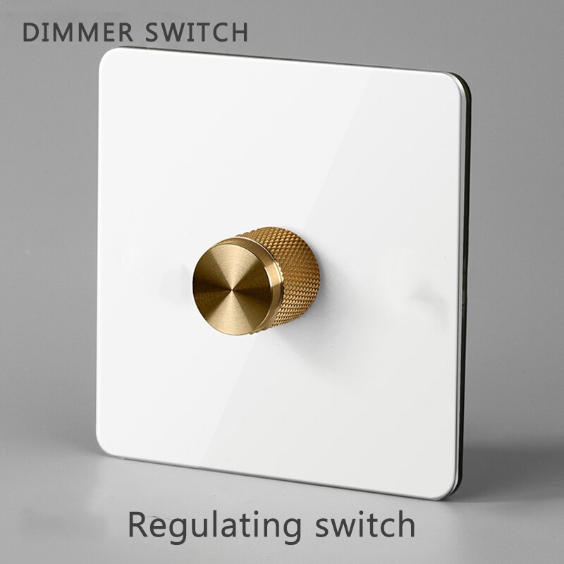 Interrupteur mural en laiton, bouton à bascule en métal vintage 220v 1/2/3/4 gangs .2 voies 10a interrupteurs pour salon levier en laiton panneau blanc: Variateur