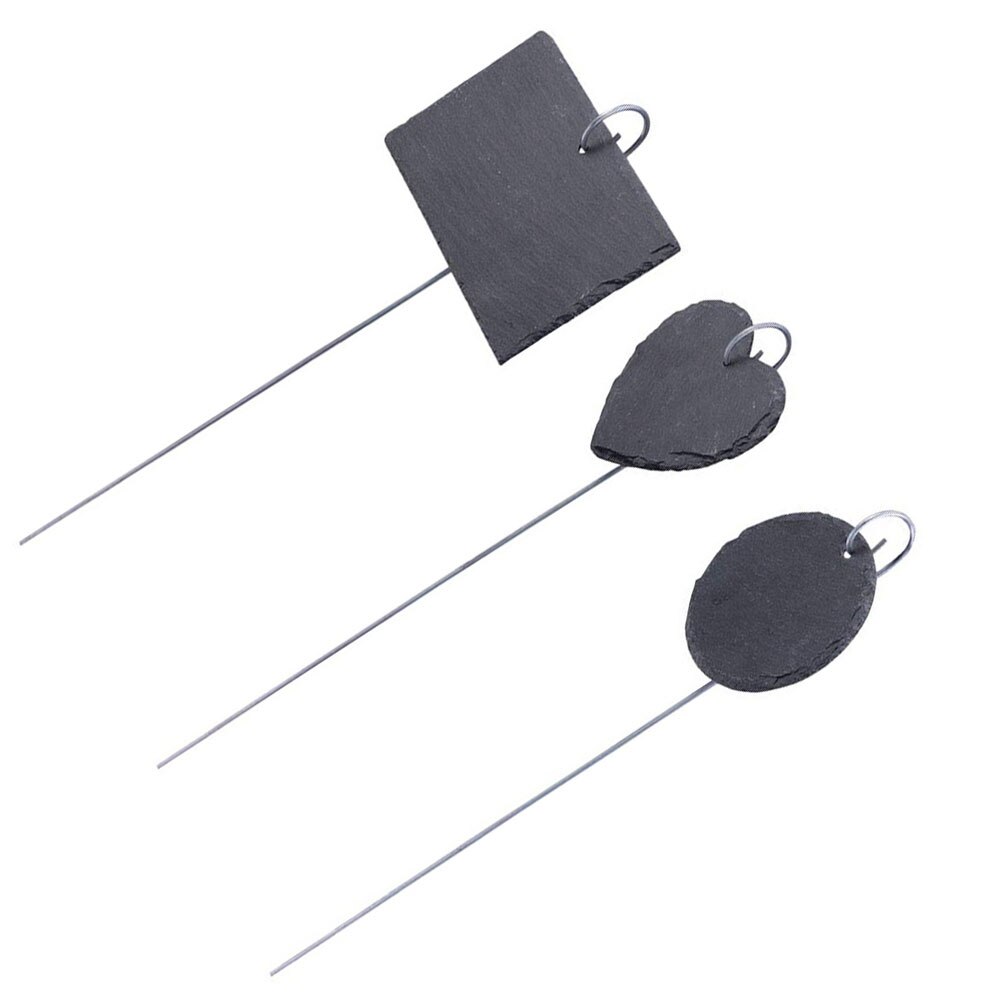 3 stk skifer haveetiketter mini tavle praktisk display skilt jern stang etiket plante identifikator til plantekasser blomsterbed  a35