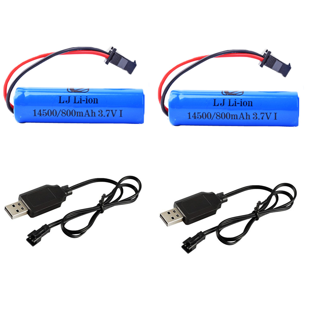 Batería Lipo de 3,7 V y 800mah, enchufe de 14500 SM-2P con cargador para C2 D828 RC, accesorio de juguete para coche acrobático, batería RC de de 3,7 V: Borgoña