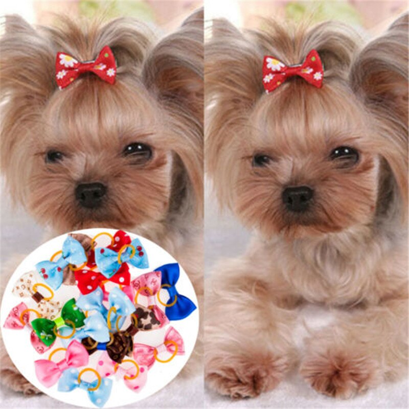 20 pcs Pet Kat Hond Kerst Hoofdband Strik Haarspelden Huisdier Producten met Elastiekjes Grooming Accessoires Voor Puppy Kitten