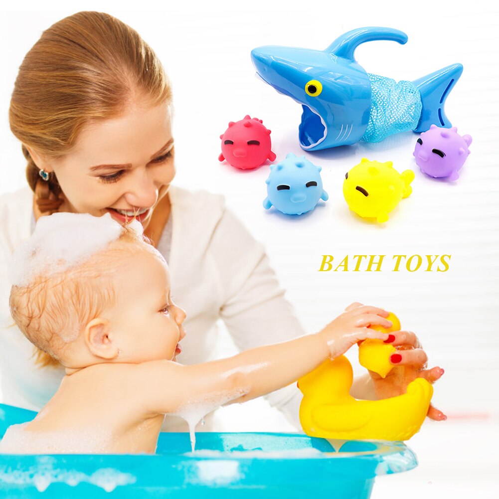 Baby Bathroom Bath Water Playing Toys Bathing Cartoon Shark Toy Educational Shark Chase Big Fish Eat Small Fish Children Toy