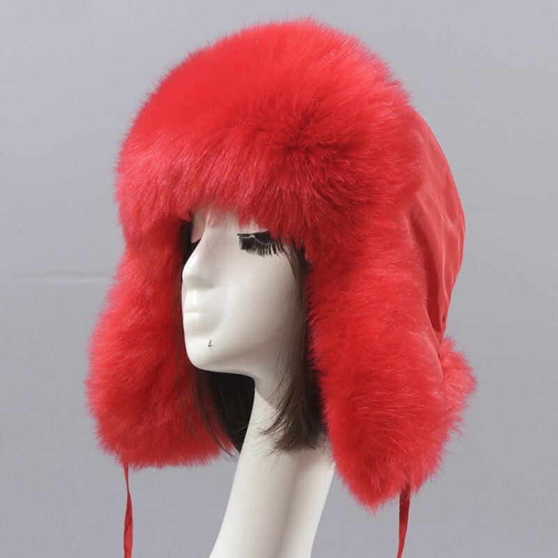 HT3448 czapka zimowa damska czapka ze sztucznego futra wiatroszczelna czapka z daszkiem czapka damska ciepła rosyjska czapka narciarska rosyjska czapka Ushanka bombowiec kapelusz