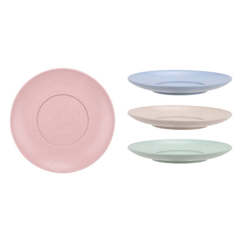 Children Plate Baby Feeding Dishes Environmental Wheat Straw Dinnerware Solid Color Outdoor Kids Snack Fruit Tableware MBG0537
