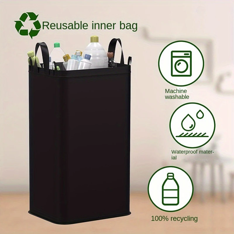 1 ensemble de bacs de recyclage et sacs de rangement de cuisine, bac de recyclage de cuisine, bac de recyclage de bouteilles de grande capacité de 100l avec sacs fourre-tout amovibles