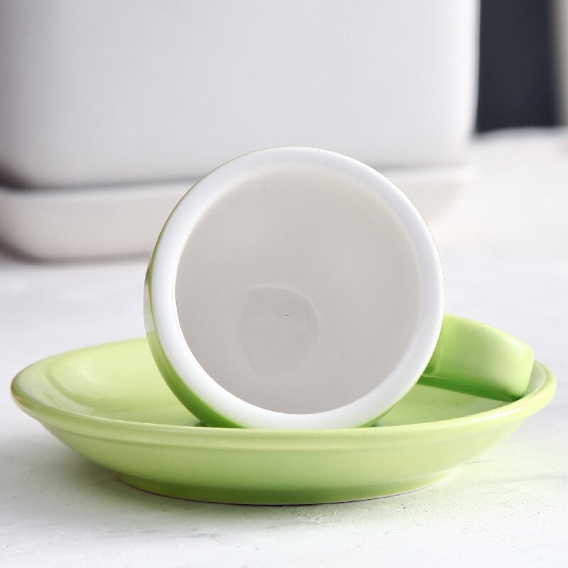 Pattern Tulip Shape Ceramic Espresso Shot Cup & Saucer Sets Cafe 80ml Small Caffe Americano Strong Coffee Mug