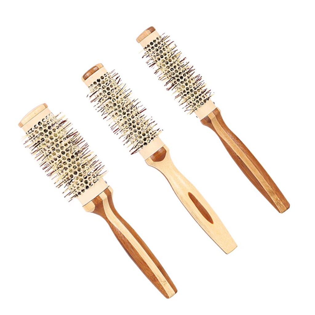 1 pezzo ottavino Rotondo Spazzola per Capelli con antiscivolo Manico in Legno, Rotondo per Lo messa in piega Dei Capelli Pettine Spazzola per Capelli