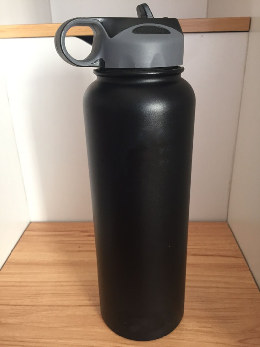 Neue Glaskolben Isolierte Edelstahl Wasser Flasche Breiten Mund Becher Reise Becher Kaffee Kühler mit Stroh Deckel 32/40 unzen vakuum fask: 32oz / Schwarz