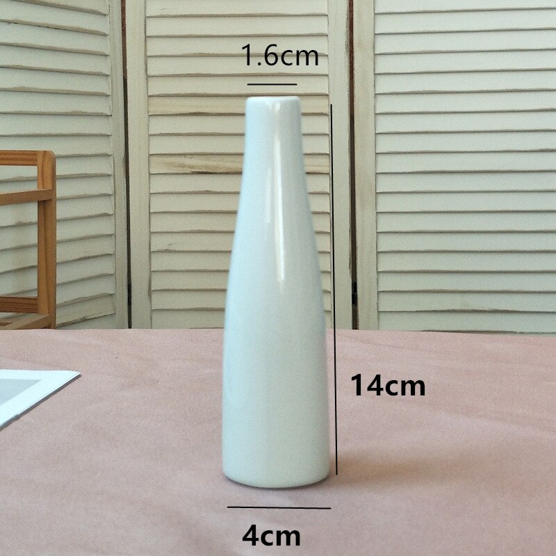 1pc Mini Ceramic Vase Desktop Small Flower Arrangement Living Room Bedroom Hydroponic Porcelain Bottle Home Decor: White