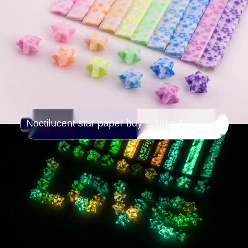 Lighting Star Origami Paper Handmade Mixed Set Craft Paper Folding DIY Crafts Fluorescence Home Decoration Stickers Luck
