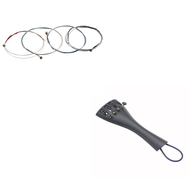 4/4 Violin Bowstring Strings (G-D-A-E) with ​3/4 4/4 Violin Fiddle Tailpiece Hill Style