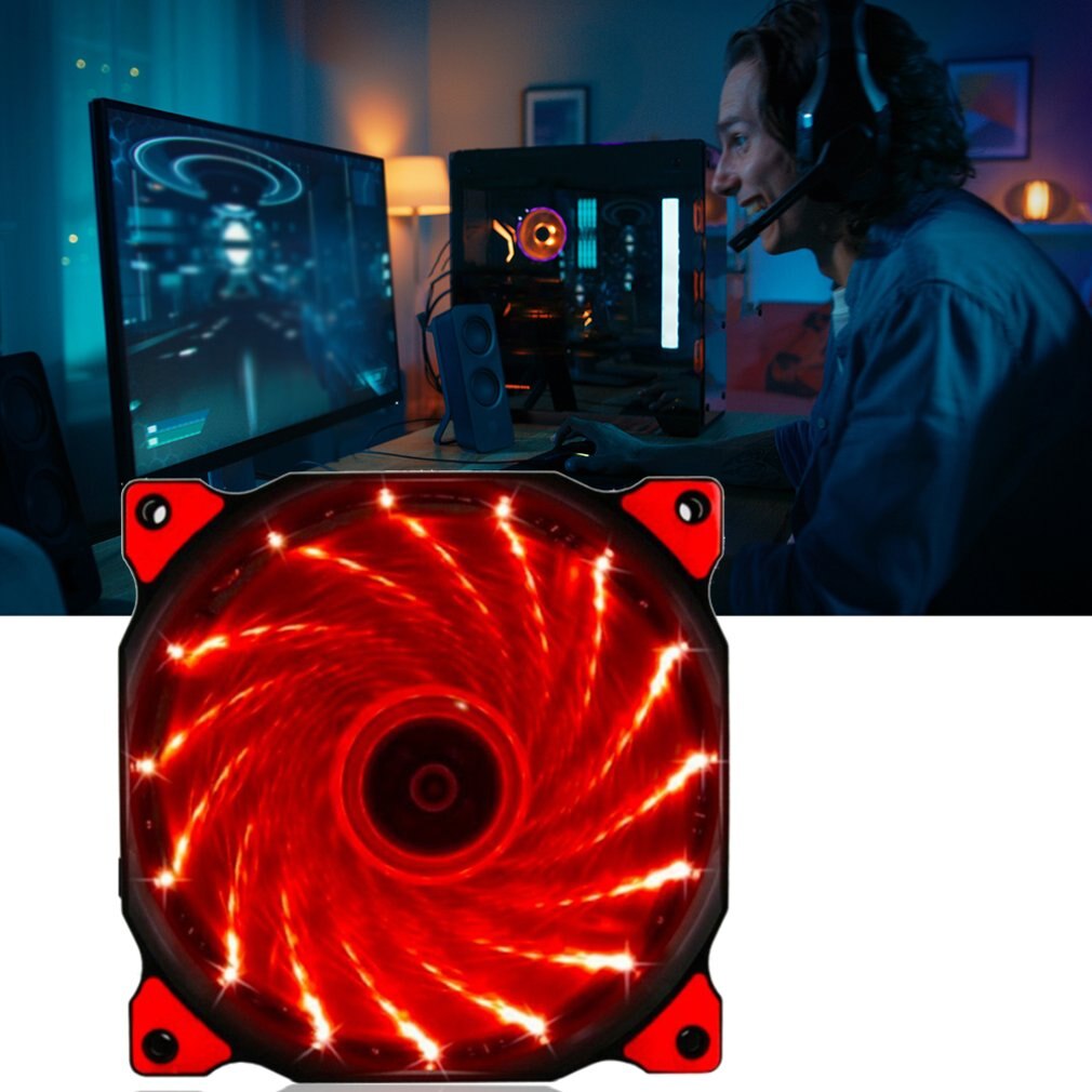 120mm blaue/grüne, effiziente wärmeableitung, geräuscharm, kühl und leise, 15 blaue/grüne/rote led-desktop-pc-gehäuselüfter
