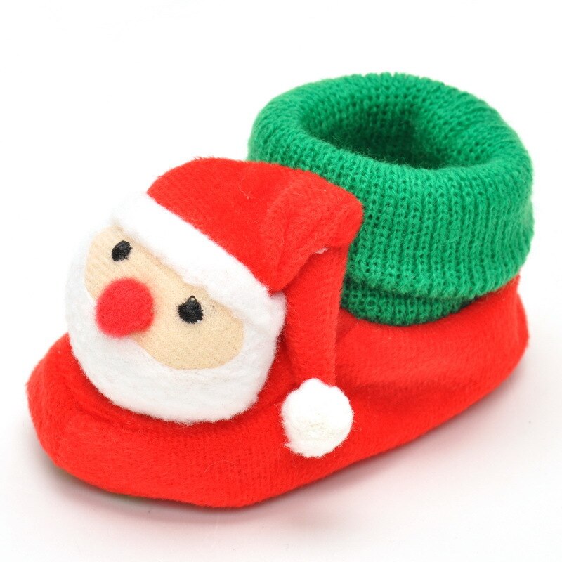Zapatos de Papá Noel para primeros pasos para bebé, niño y niña, zapatos de vellón para niño pequeño, zapatos de invierno cálidos para bebé, zapatos de cuna para bebé