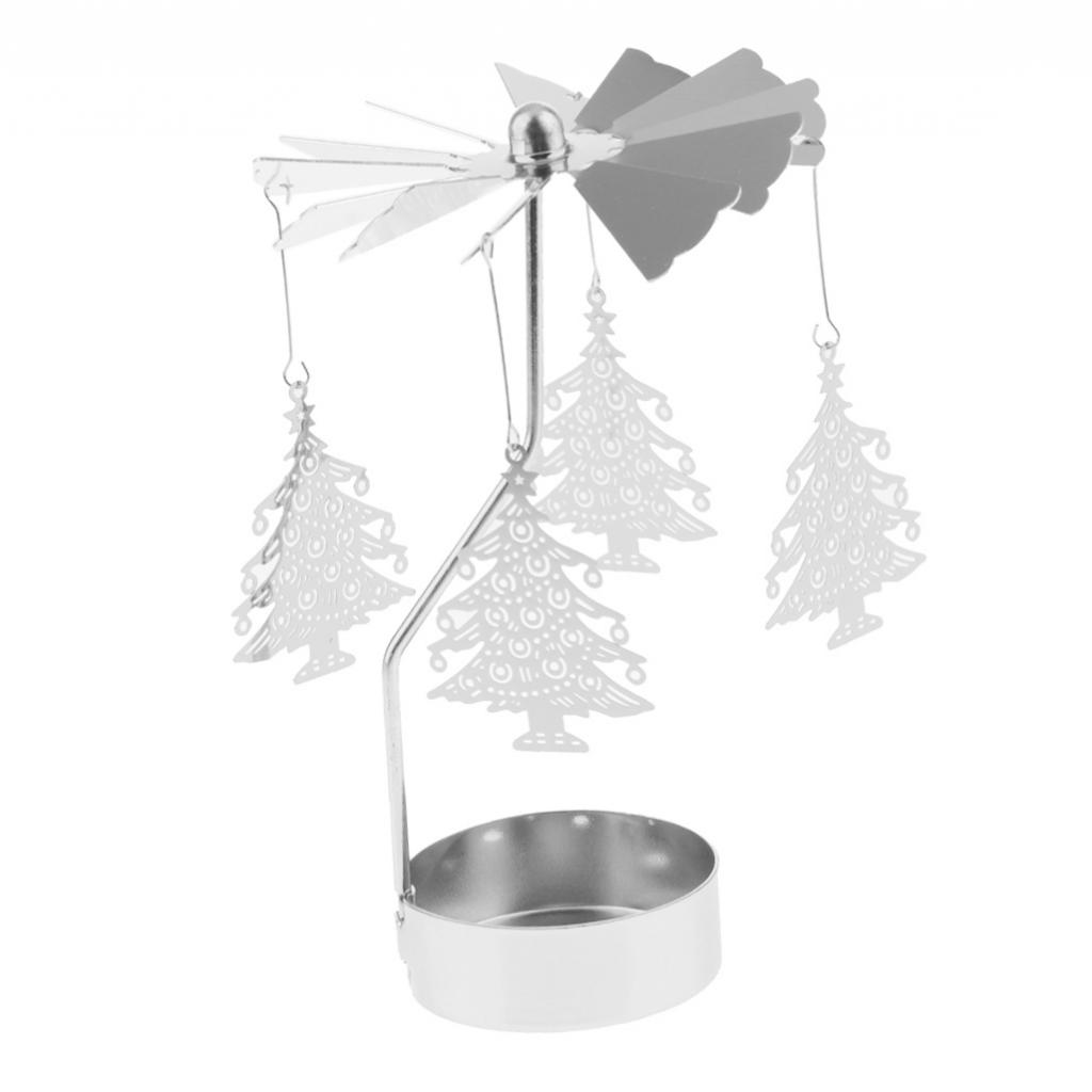 1x Thee Licht Kaars Houder Zilver Roterende Stijl Kandelaar Xmas Decor: Tree