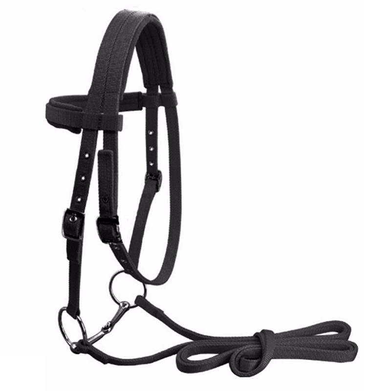 Práctico equipo ajustable de equitación cabestro con brida de caballo con Bit y correa de rienda para accesorios ecuestres de caballo suave Thi