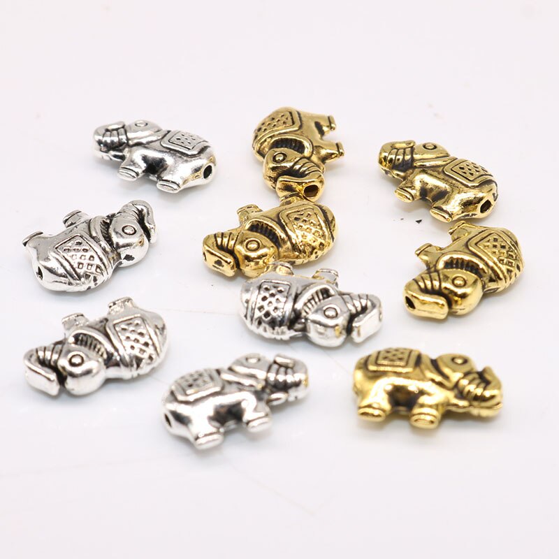 Elephant Spacer Beads Tibetan Silver plated Beads Handmade for Charm Jewelry Making Metal Beads 12mm 20pcs