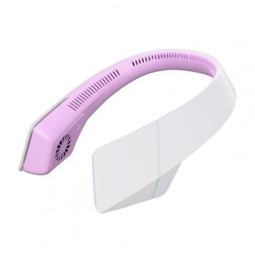 Mini Bladeless Fan Hanging Neck Fan USB Powered Fast Charge Electric Fan Headphone Mini Cooling Portable Neck Fan for Wor: Pink