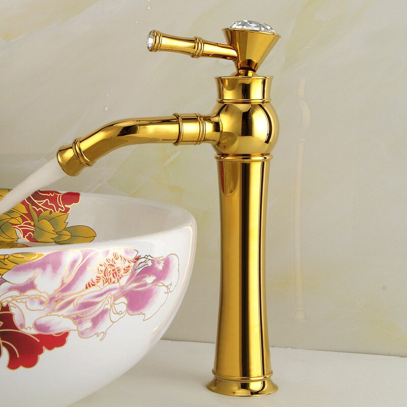 Golden Basin Kraan Opzetkom Ophoging Badkamer Art Wastafel Wastafel Warm En Koud Wastafel Draaiende Kraan