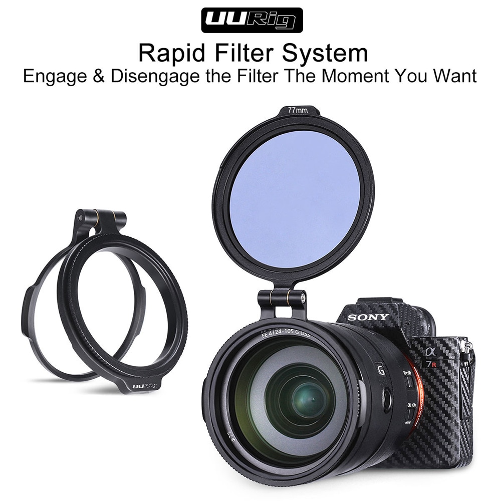 UURig-Anillo de filtro ND, sistema de filtro rápido RFS, interruptor de soporte abatible de liberación rápida para Sony, Canon, Nikon, Kit de accesorios de cámara DSLR