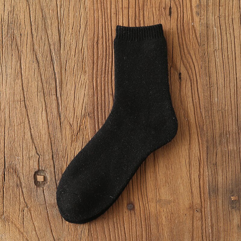 Man mysig kashmir vinter herr tjocka strumpor vinter varmt golv fluffiga strumpor ull chaussette homme enfärgad herr strumpor calcetines: Tjockare svart